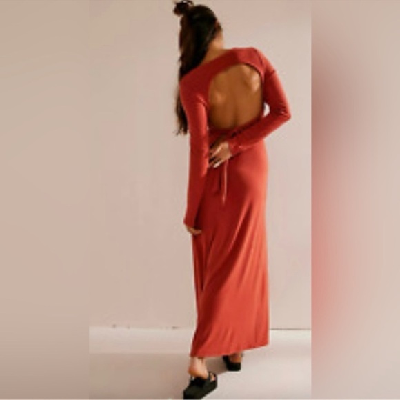 Free People‎ Beach Aubre Women's Open Back Long Sleeve Maxi Dress Size Small - Picture 2 of 15